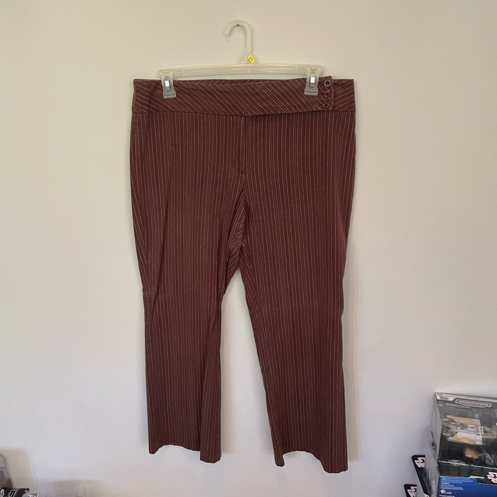 Cato Brown Pinstripe Pants